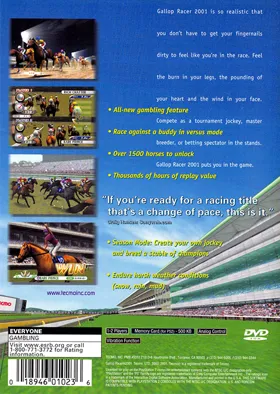 Gallop Racer 2001 box cover back